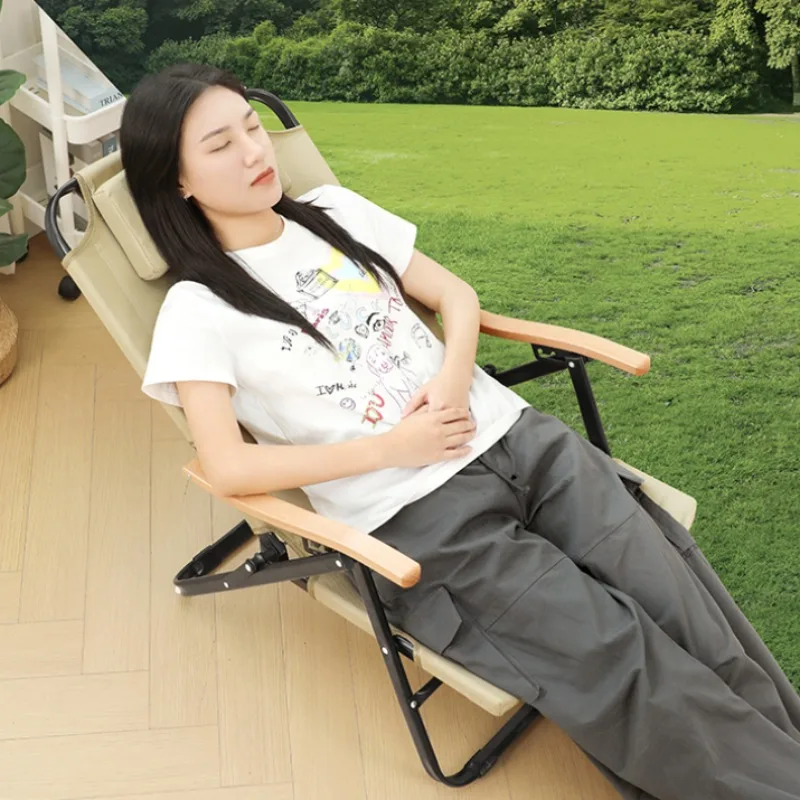 Foldable High Back Recliner Chair Portable Adjustable Office Nap Chair Lightweight Lounge Bed