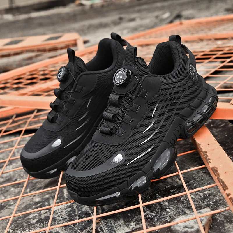 Men's Safety Work Shoes Anti- Puncture And Anti- Crush Labor Protection Striped Design for Enhanced Foot Safety