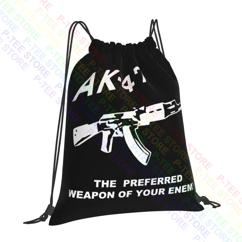 Ak-47 Preferred Weapon Your Enemy Logo Drawstring Bags Gym Bag Bookbag Foldable Eco Friendly Outdoor Running