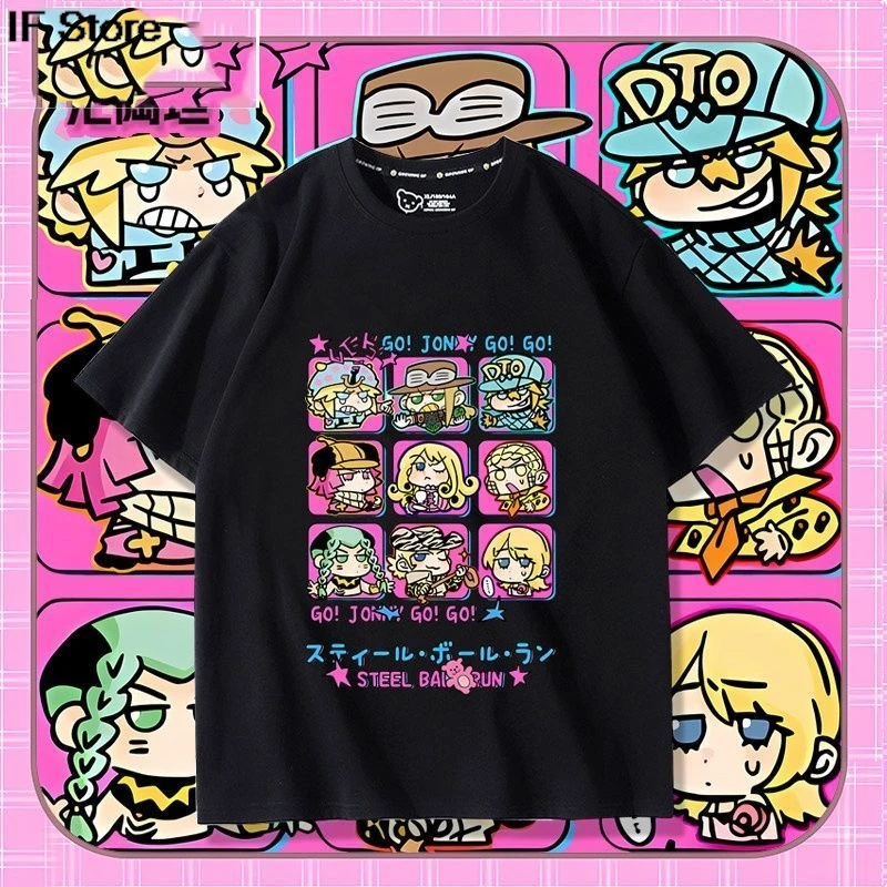 Camiseta de algodão JoJo's Bizarre Adventure JOJOLION Cosplay para meninos e meninas y2k, masculina e feminina, estilo Harajuku, gola redonda, verão, 
