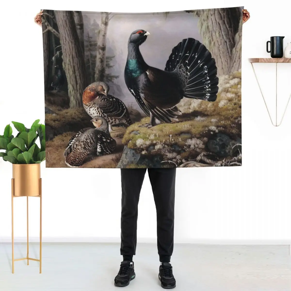 

Capercaillie courting by Ferdinand von Wright Throw Blanket Wrinkle Resistant Lightweight Blanket