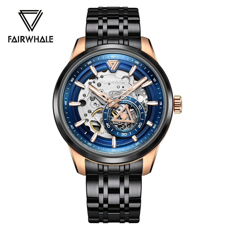 

Mark Fairwhale Men Automatic Watch 42.5mm Luxury Watches Mechanical Wristwatch Waterproof Luminous Skeleton Small Second Dial