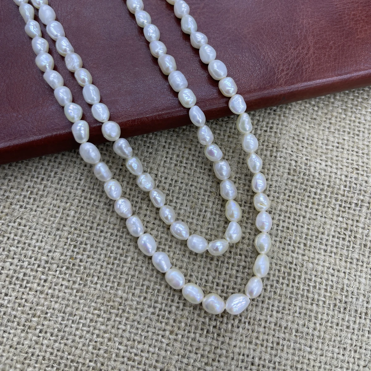 5-9mm Natural Freshwater Pearl Beads Two Sided Light Pearl Loose Spacer Beaded for Making DIY Jewelry Necklace Bracelet 36cm