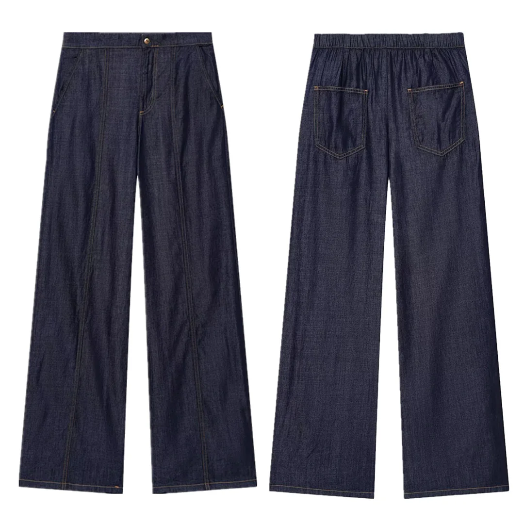 

Maxdutti Navy Color Loose Elastic Denim Pants Harem Jeans Women's Jeans Women's Denim Pants Woman Clothes