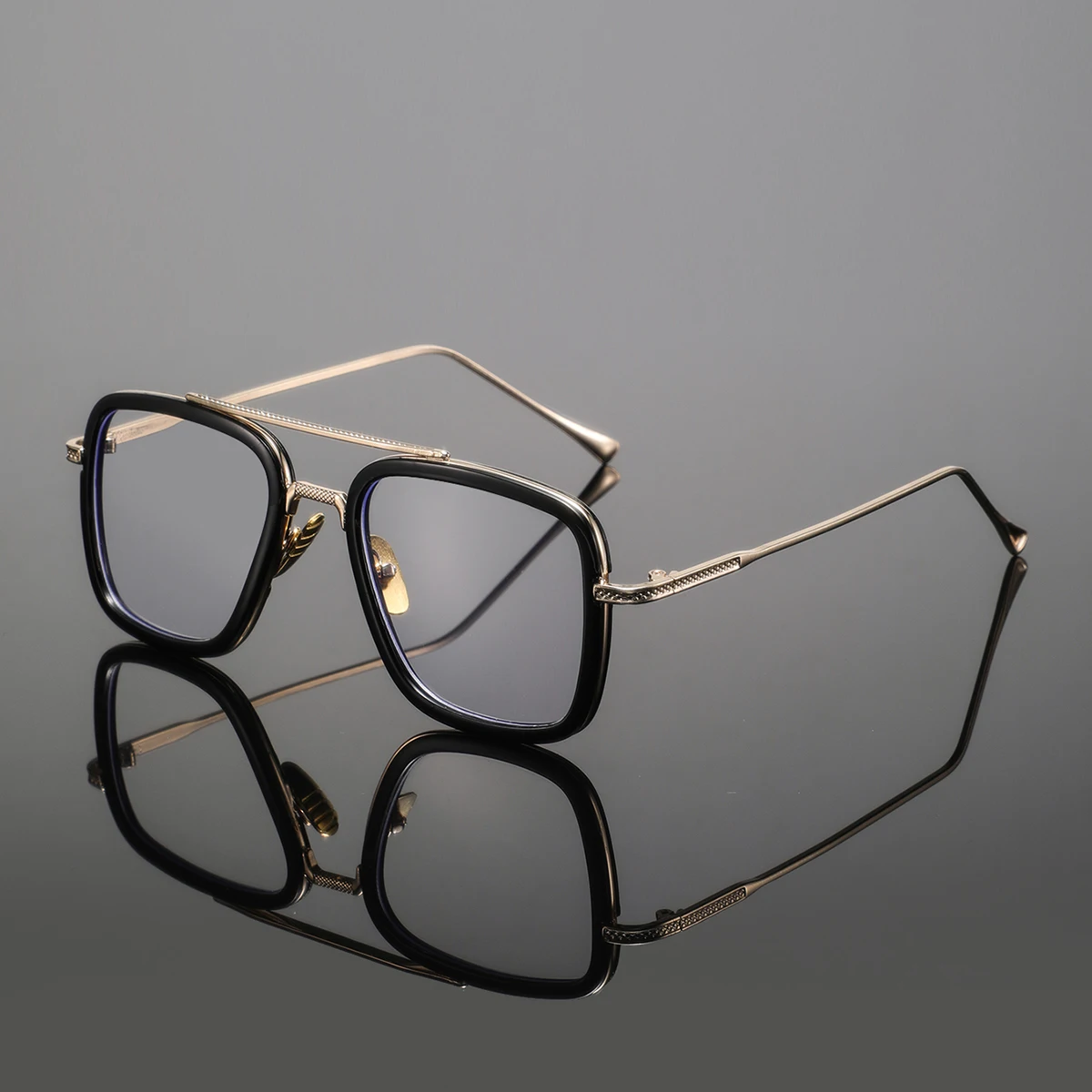 Men'S Fashion Non Prescription Glasses - 1 pair of men's metal full-frame