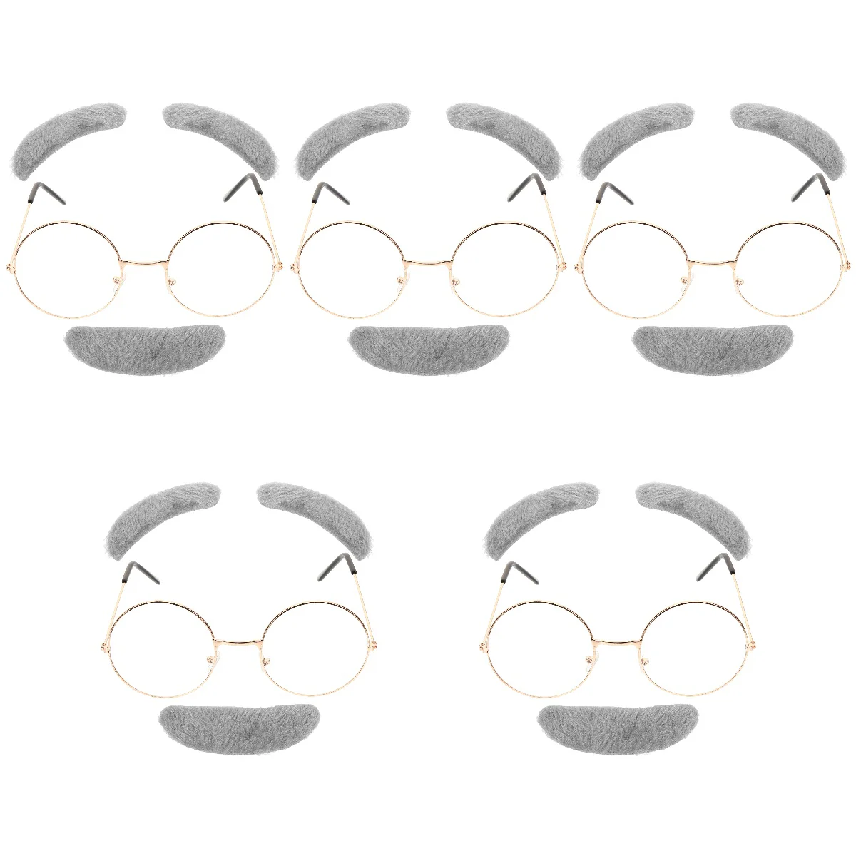 5 Sets Fake Beard Kit Bekleidung Puffs Alter Mann Kostüm für Jungen Kinder 100 Tage Schuljahr Kleinkind Gesicht