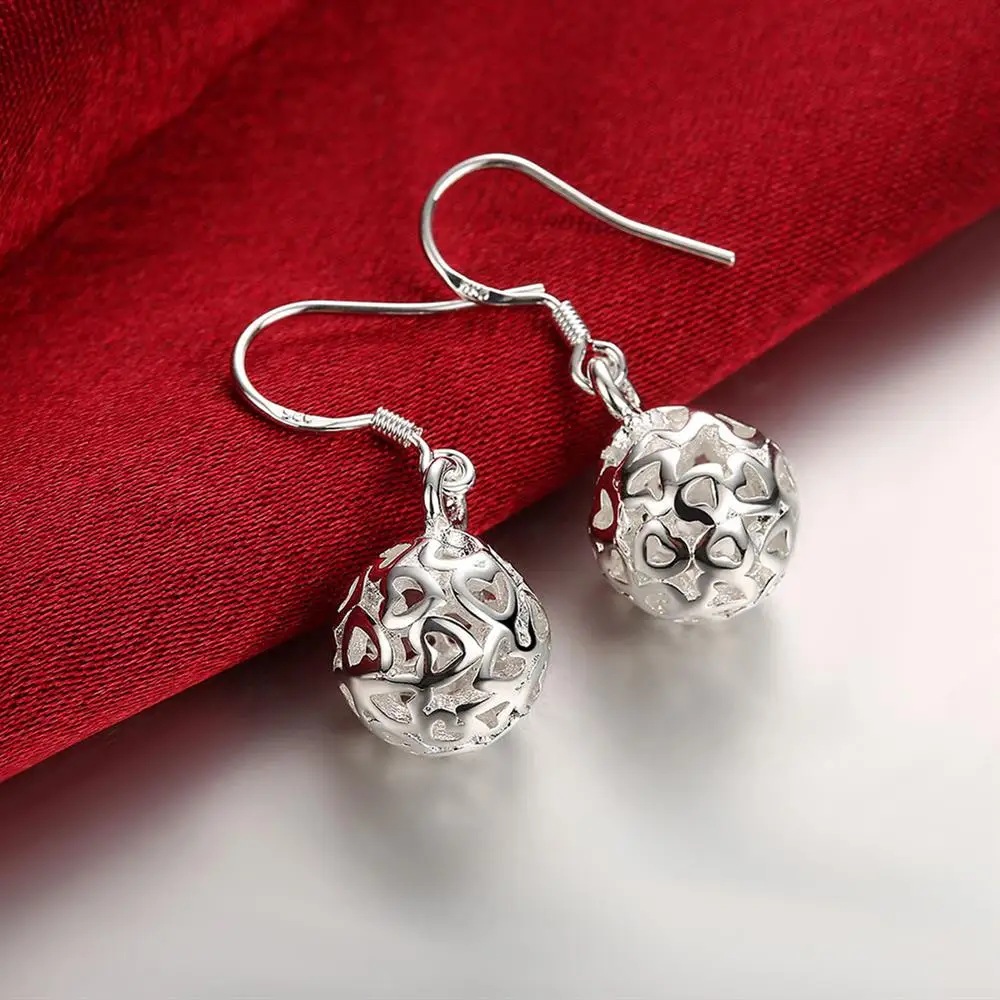 

New Fine 925 Sterling Silver Ball Earrings for temperament Women fashion party wedding Christmas Gifts Jewelry