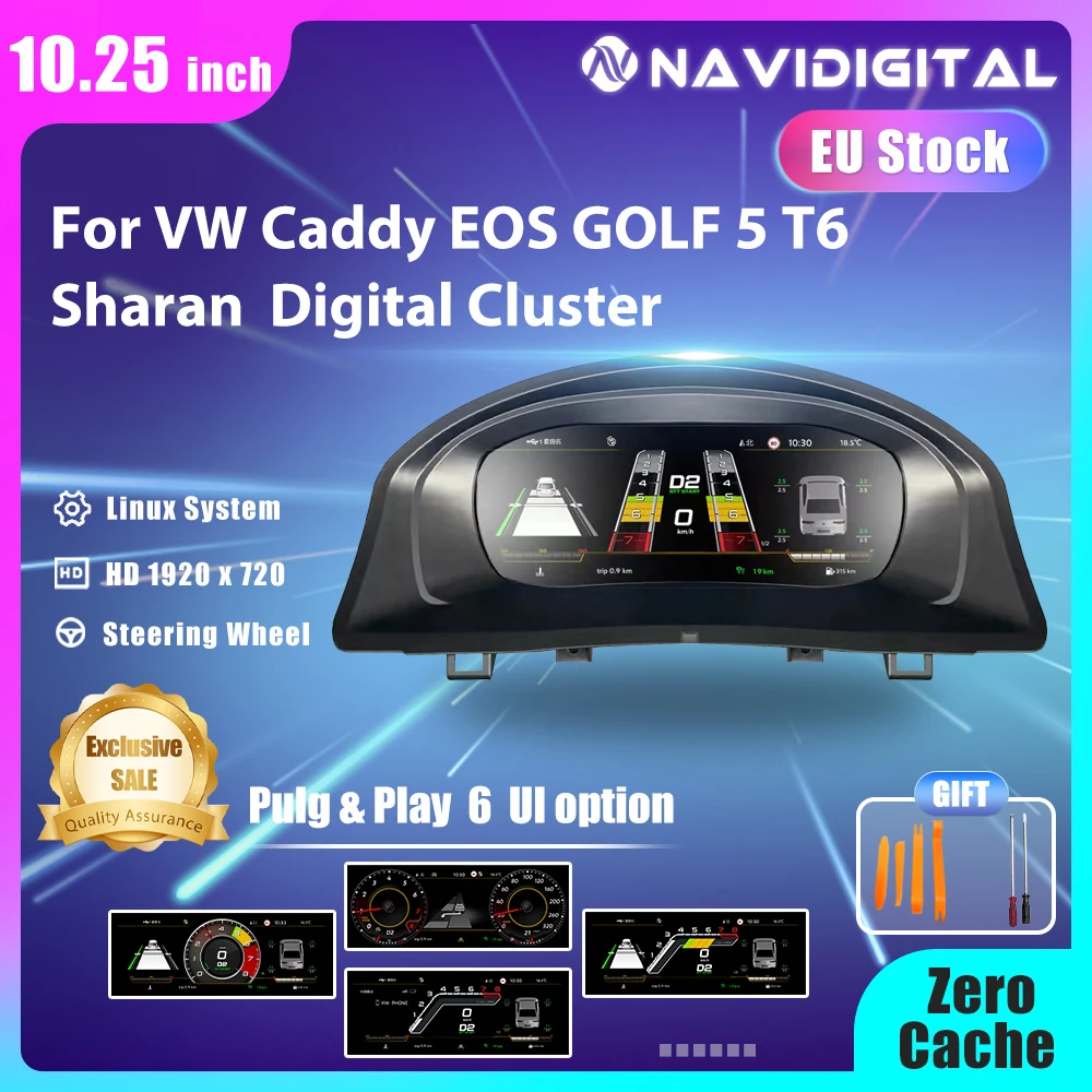 Digital Dashboard Cluster For VW Caddy Touran Transportor T6 T5.1 EOS Sharan Golf 5 MK5 Virtual Instrument Panel Cockpit