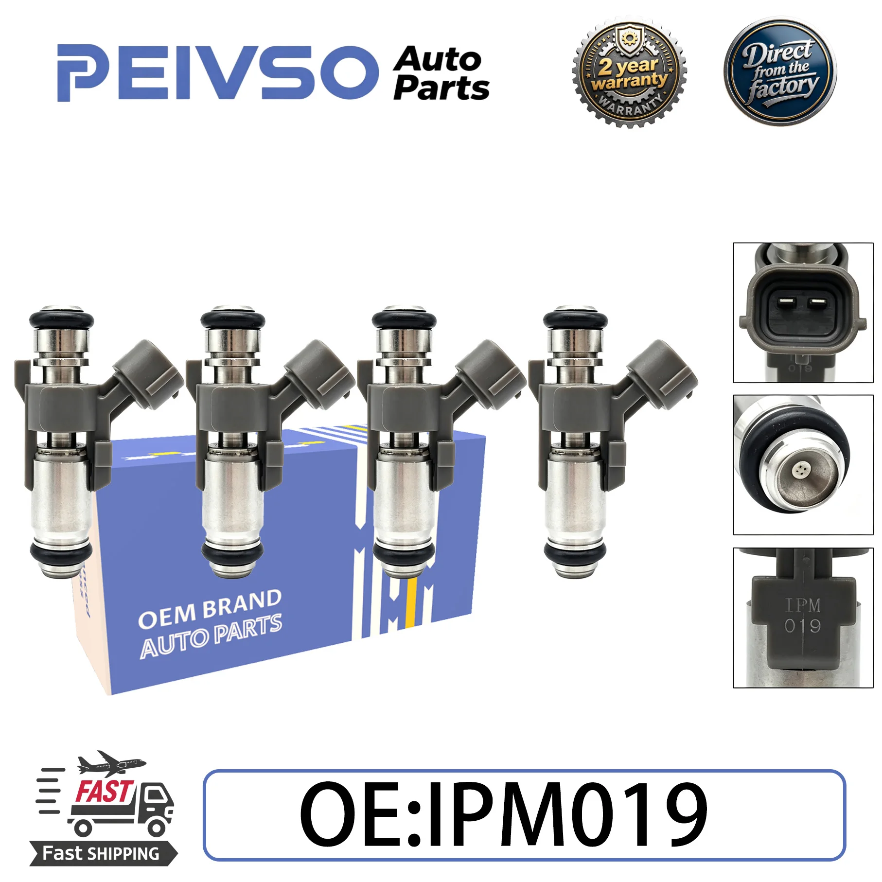 PEIVSO 4pcs/Set IPM019 IPM-019 Fuel Injectors For CITROEN C3 C4 Peugeot 1007 206 207 307 1.4 16v AUTO Parts