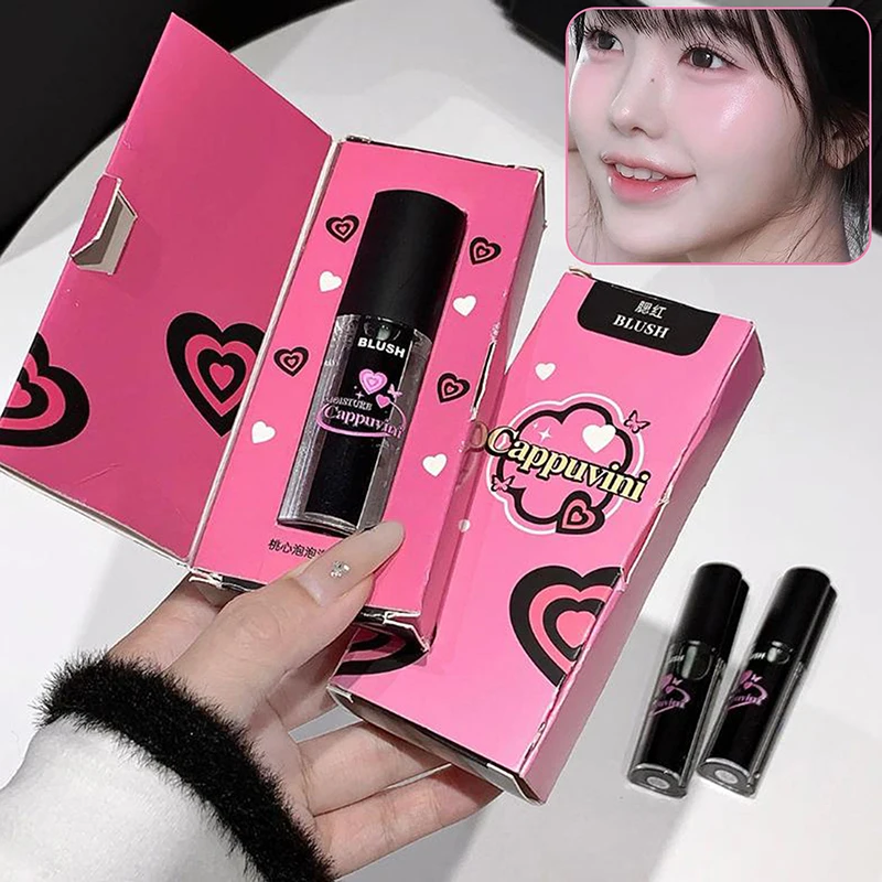 كابوفيني أسود سائل اللون تغيير أحمر الخدود الشفاه العين الخد تينت كريستال ترطيب أحمر الخدود شفاف تشانغ جل روج كريم