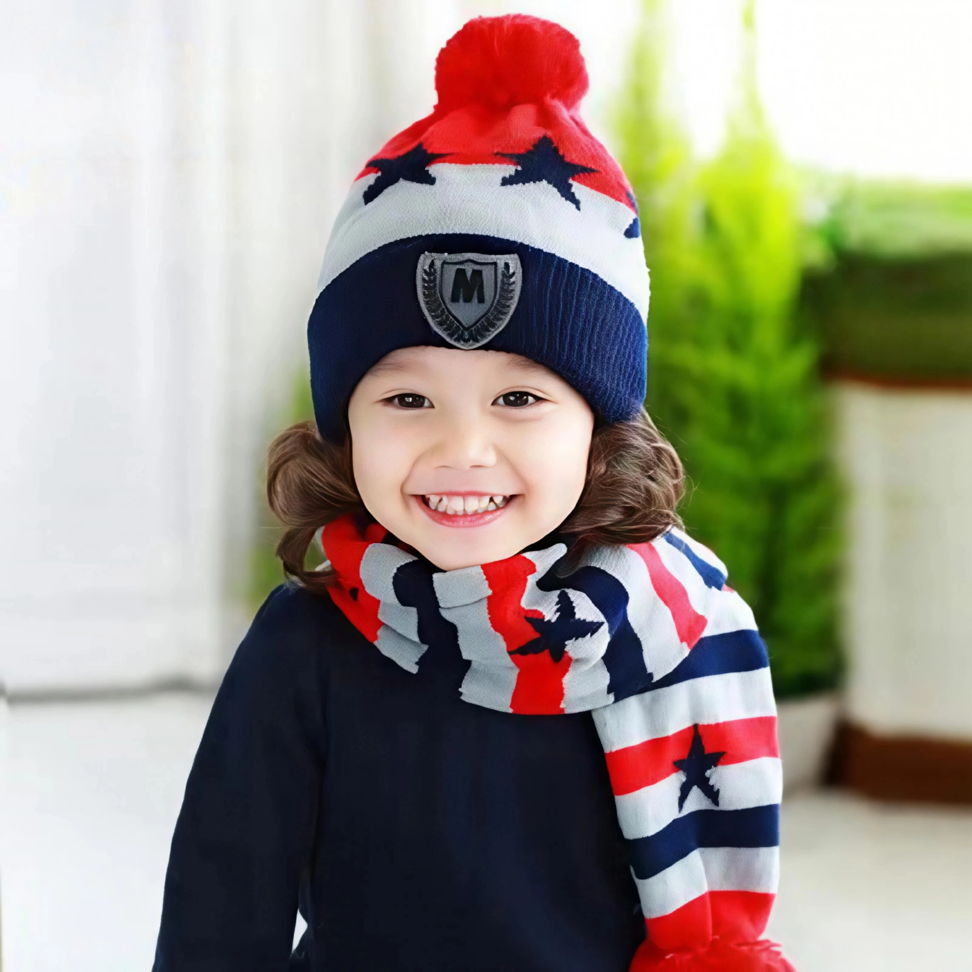 Set Topi dan Syal Rajut Hangat untuk Anak Usia 1-3 Tahun, Topi Rajut Lembut untuk Musim Gugur dan Musim Dingin, Topi Bayi untuk Anak Laki-laki dan Perempuan