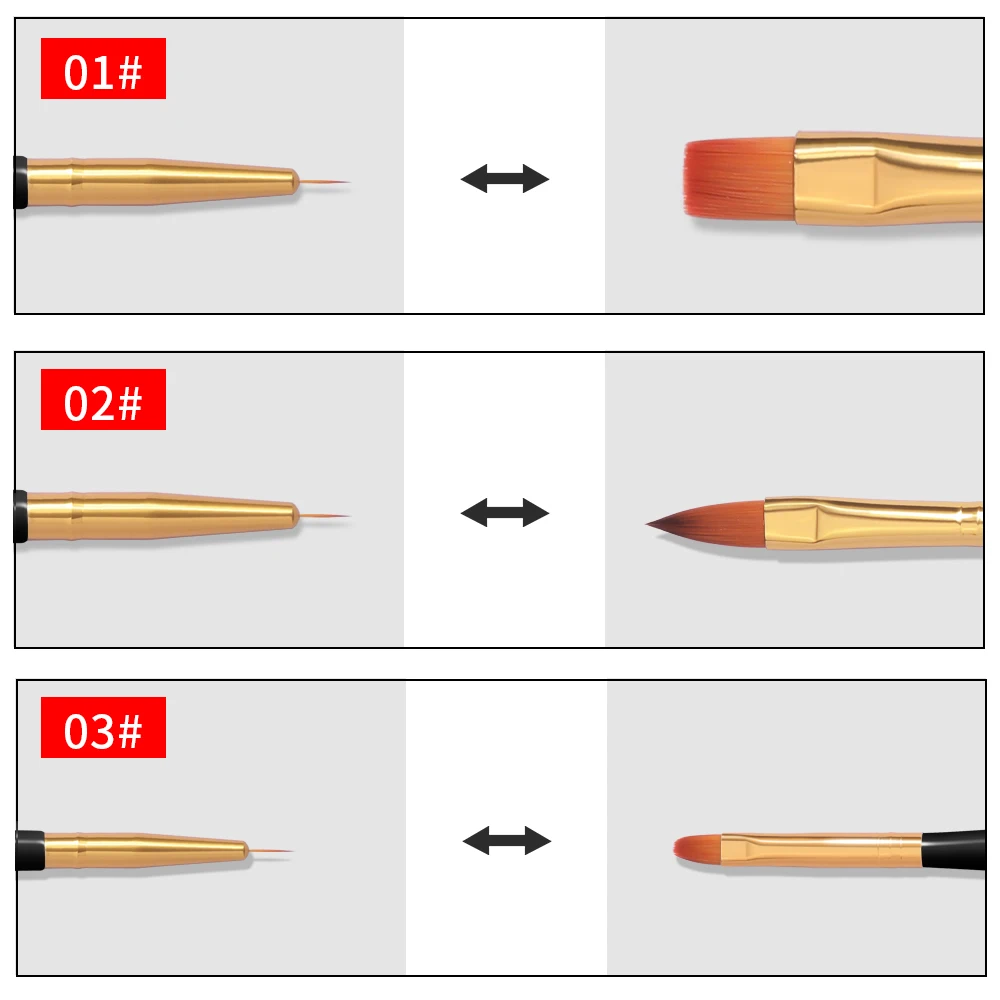 3 pezzi/set set di pennelli per unghie acrilici pennelli per unghie professionali per estensione polvere acrilica nail art strumenti per salone di manicure per intaglio 3D