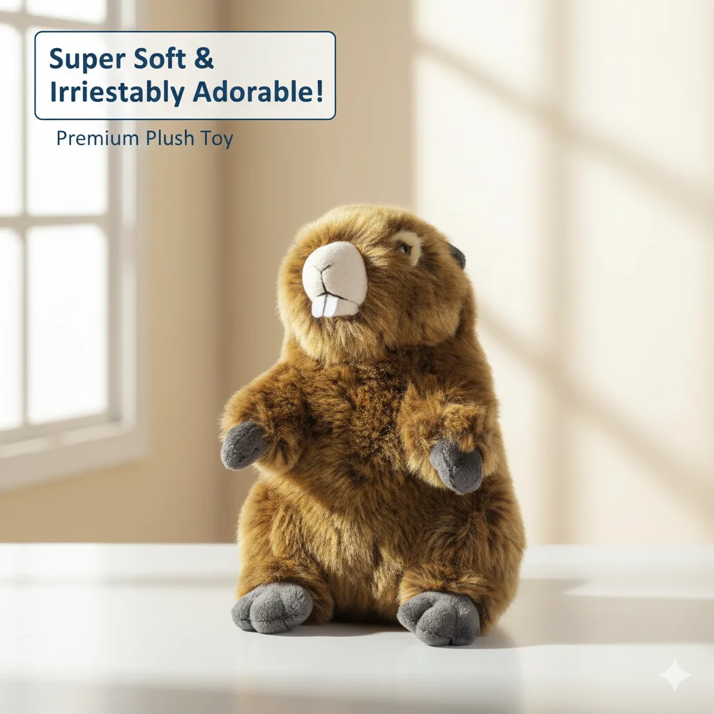 

NEW Groundhog Plush Toy Cute Woodchuck Stuffed Animal Educational Doll Kids Wildlife Collection Room Decor Nature Inspired Gift