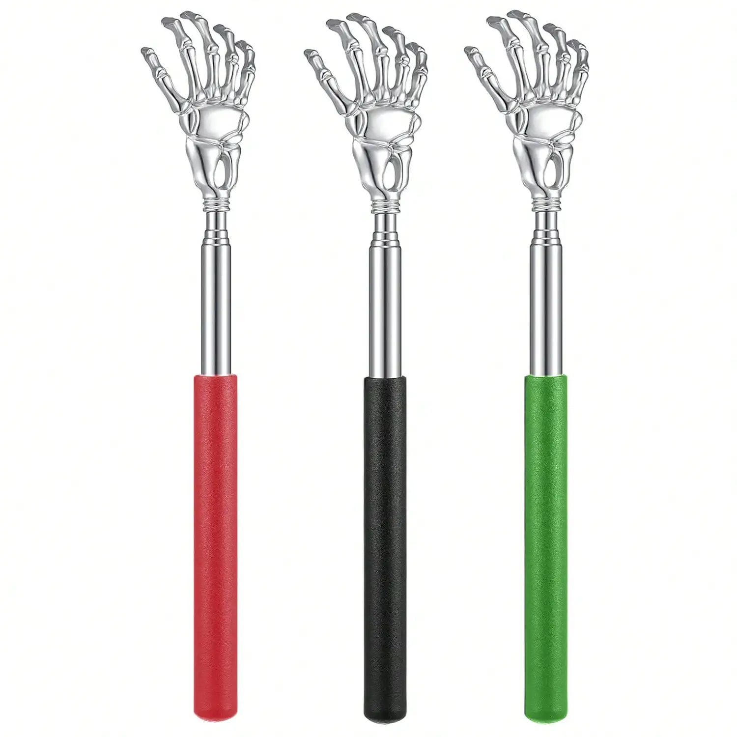 

3 Pcs Adjustable Stainless Steel Back Scratcher with Retractable Claw for Portable and Convenient Massage and Tickle Relief