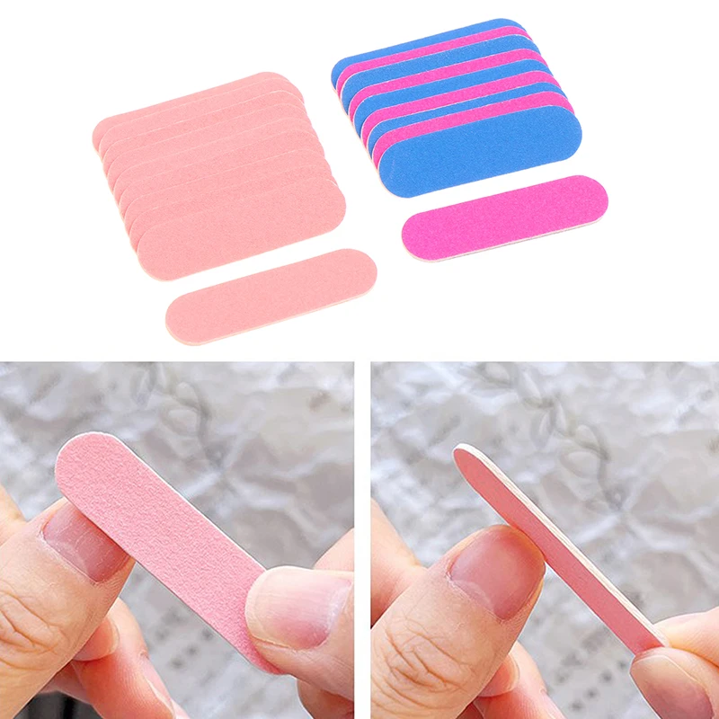 10Pcs Double Side Nail Polish Sanding Disposable Mini Nail File Buffer Strips Grinding Polishing Manicure Care Tools