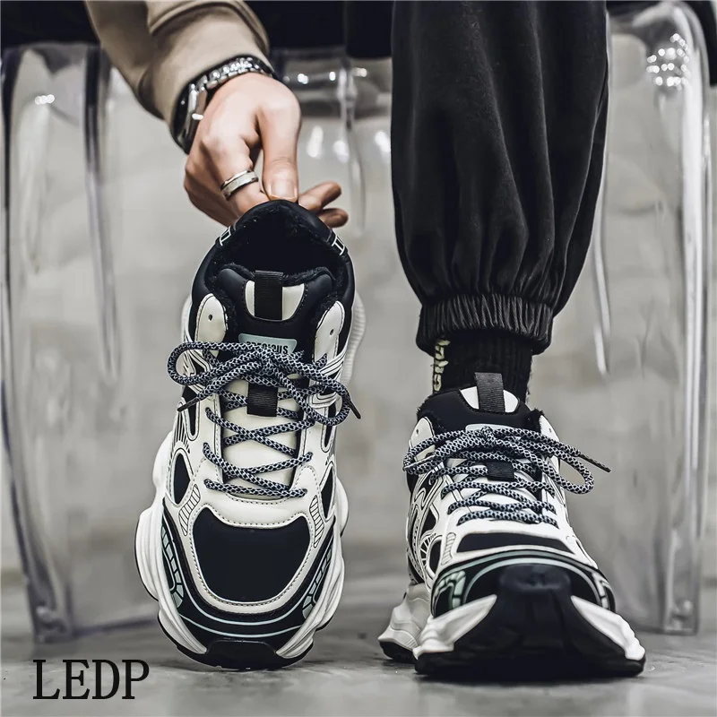 LEDP Retro Senior Sense Daddy Schoenen Mannen 2025, Lente Ins Tide Street Shot Dikke Bodem Liefhebbers Casual Explosie Sneakers