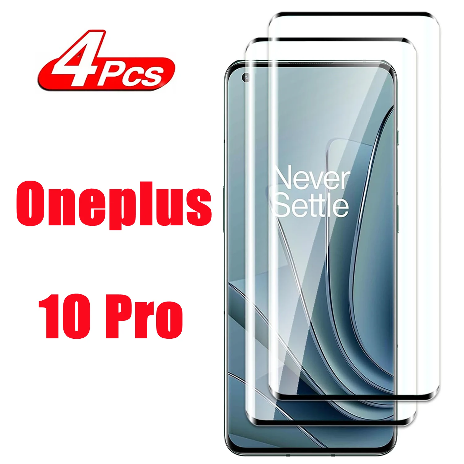 

For OnePlus 10 Pro,9H Curved Four Sides Glue Tempered Glass 2/4Pcs HD Screen Protector