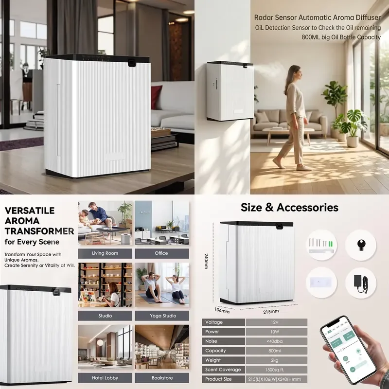NAMSTE 800ML Fragrance Diffuser Smart Timing Scent Air Machine for Home Hotel Spa 1500m³ Aroma Diffuser Electric Air