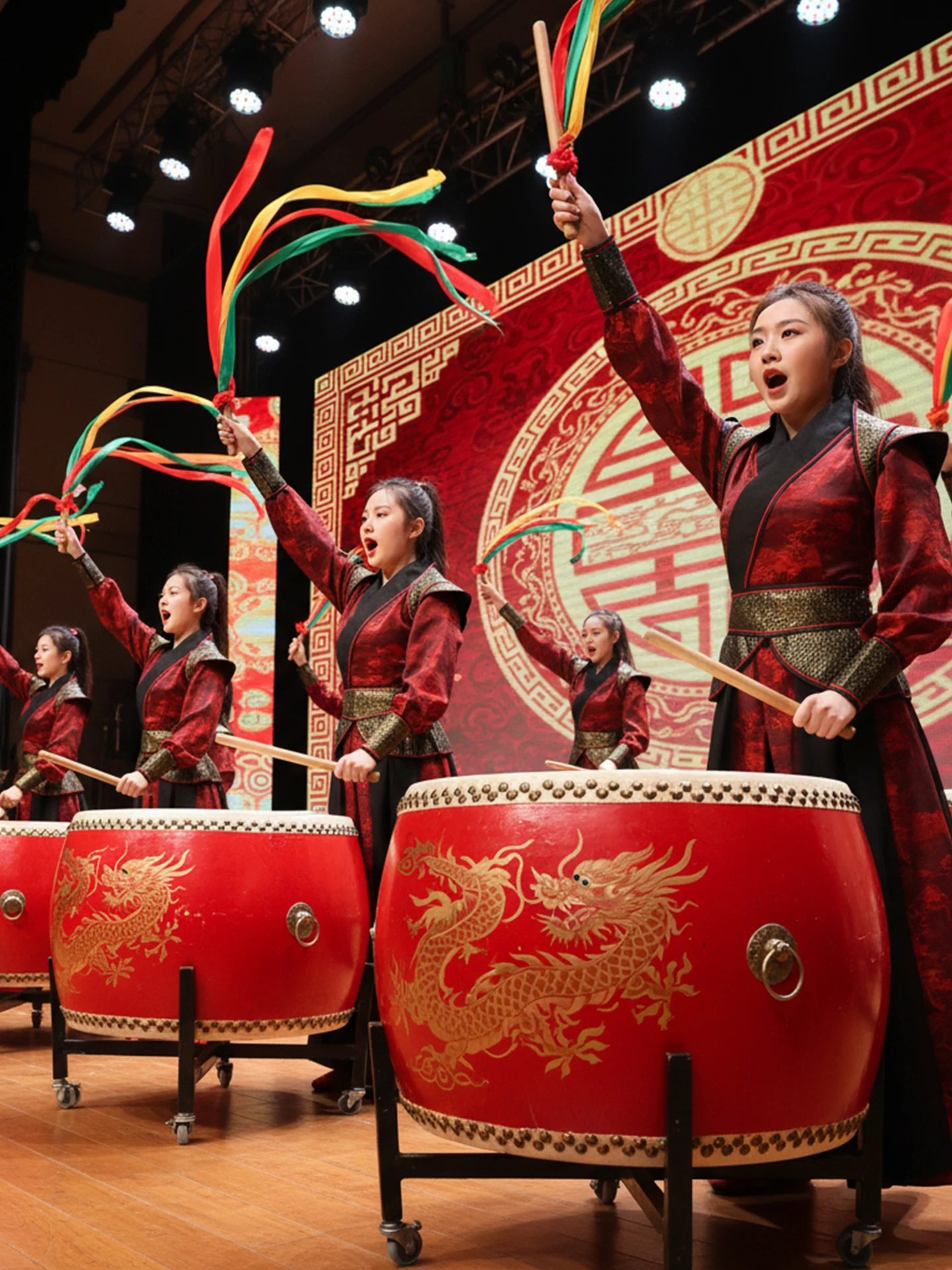 

2026 New Drumming Dragon Dance Performance Costume Adult Flower Mulan Martial Arts Outfit Gown Traditional Chinese Stage Wear