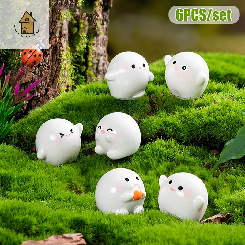 

6Pcs Cute Small Round Ball Doll Figurine Cartoon Ornament Micro Landscape Car Interior Home Desktop Decoration
