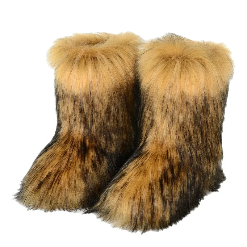 Fluffy Mid-calf Boots Winter Women Fashion Snow Boots Warm Cotton Shoes 2025 New view 5