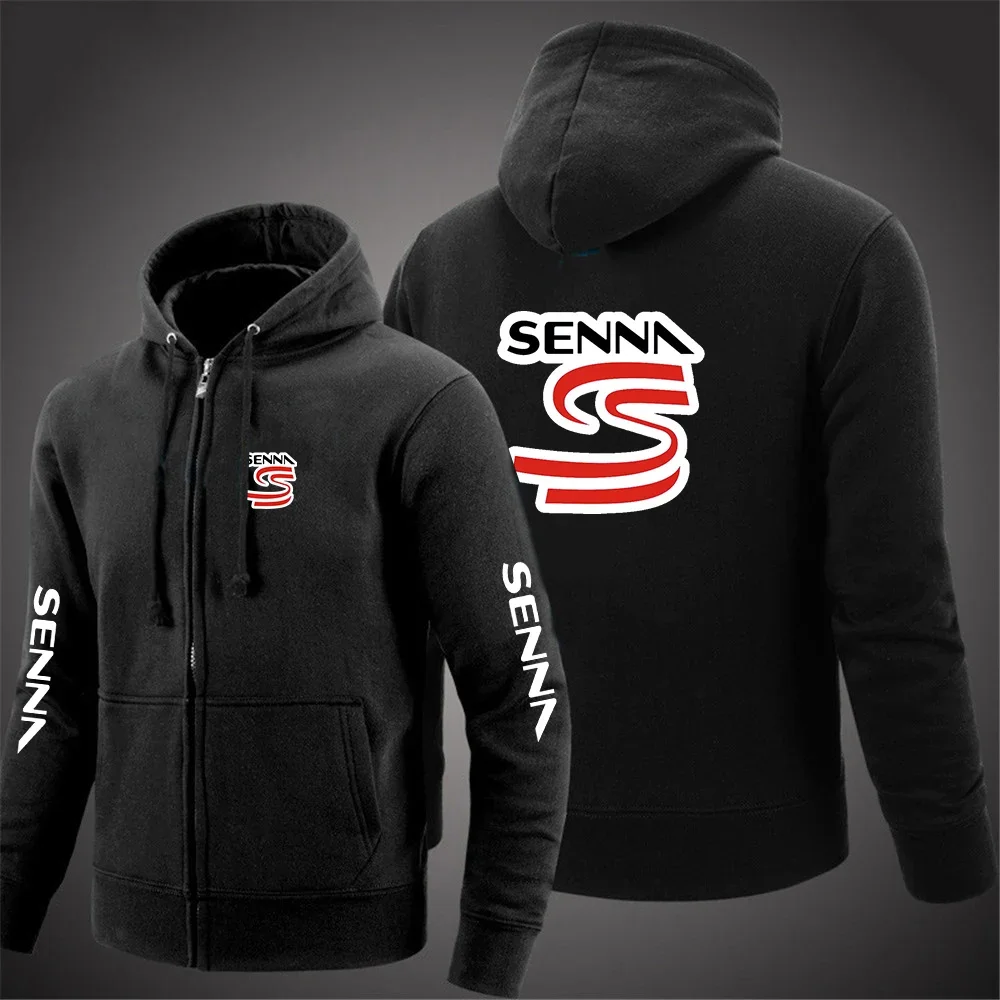 2024 New Men Ayrton Senna Autumn Zipper Printing Solid Color Oversized Clothing Punk Harajuku Leisure Best Selling Hoodie Tops