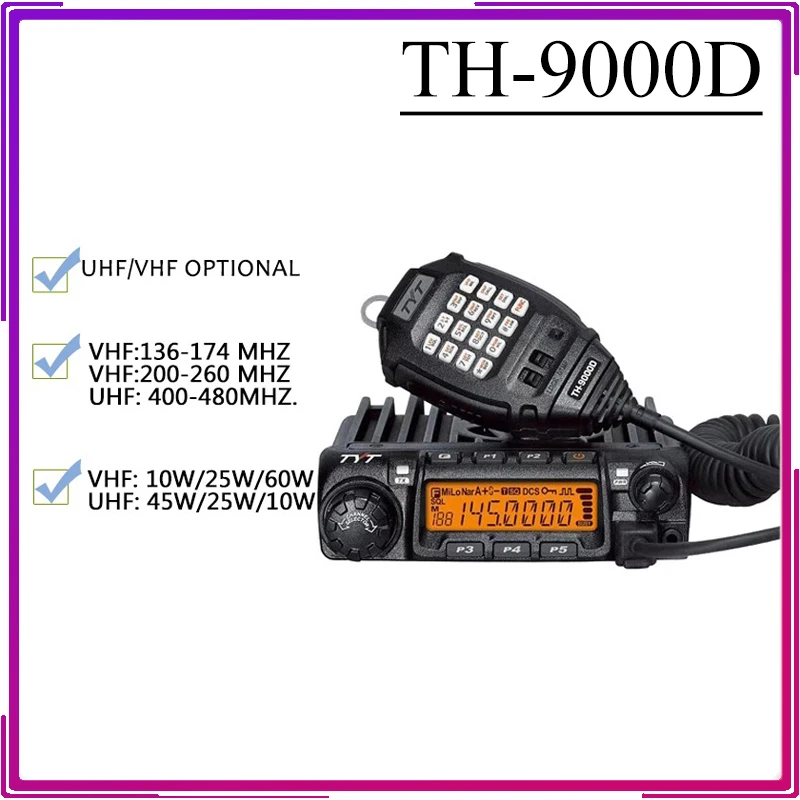 TYT TH-9000D Plus Car Radio Ham Mobile Stations Long Range High Capacity 136-174MHz or 400-490MHz 220-260MHz 60W 45W Transceiver