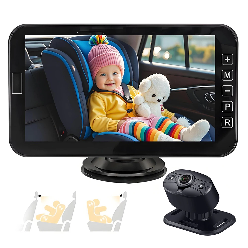

7'' IPS Screen Display Car Rear Baby Monitor Cameras CVBS/AHD Wide-angle Rear Seat Cameras Real-time Baby Monitoring