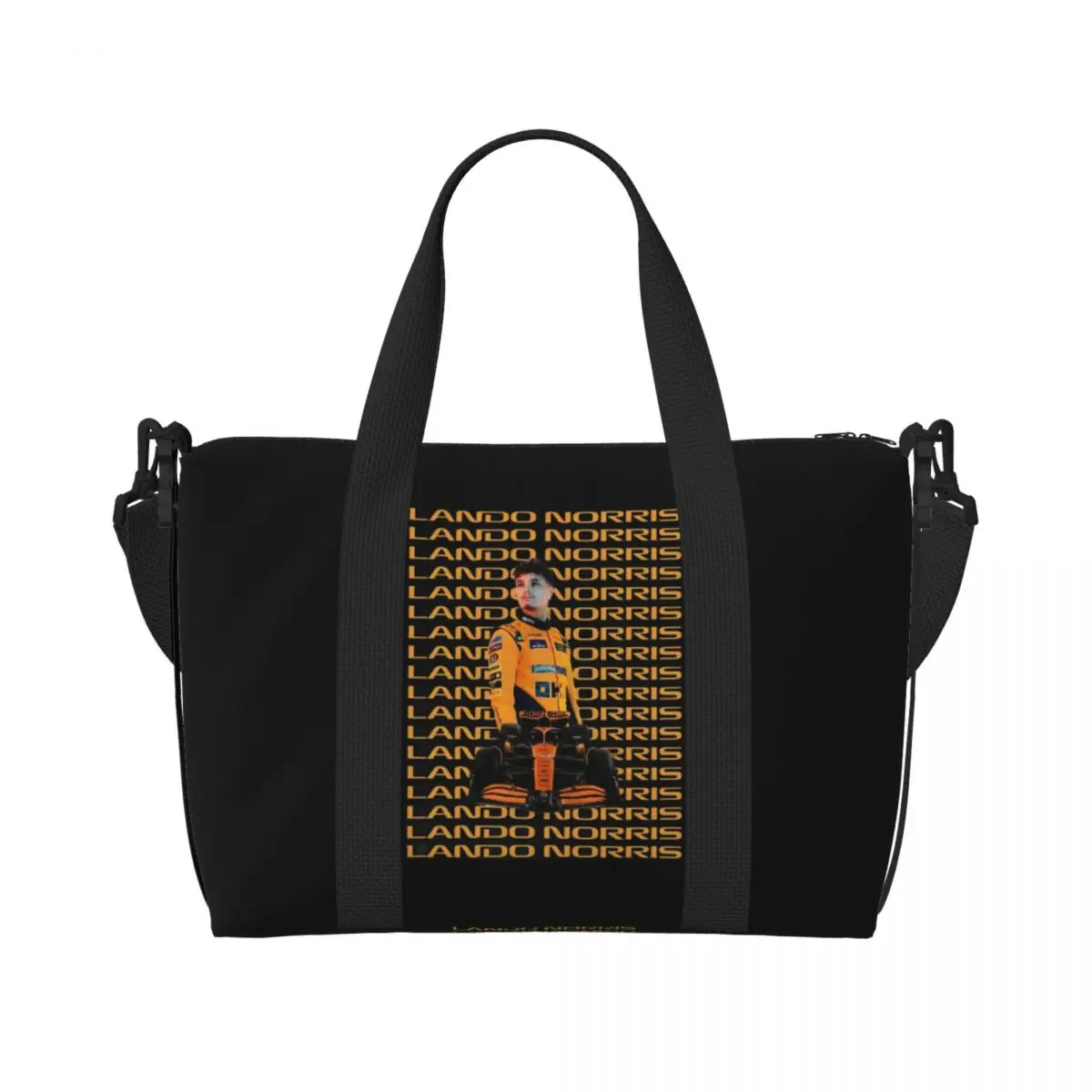 Custom British Lando Norris Racing Driver Tote Bag Women Big Capacity Gym Beach Travel Bags