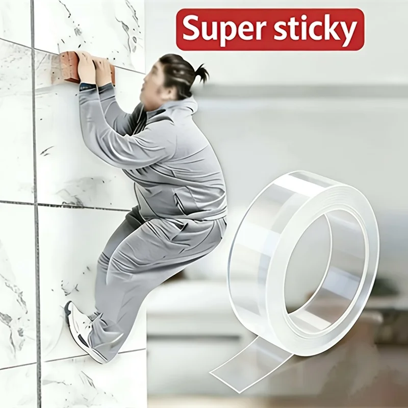 Heavy Duty Nano Double Sided Tape, Super Strong Adhesive Reusable Multi-Purpose Mount Tape for Crafts Christmas Decorations, Wor