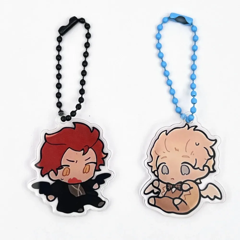 TV Good Omens Season Cosplay 2 Pcs/Set Key Chain Phone Chain Keychain Couple Acrylic Keyring Bag Pendant Accessories Prop