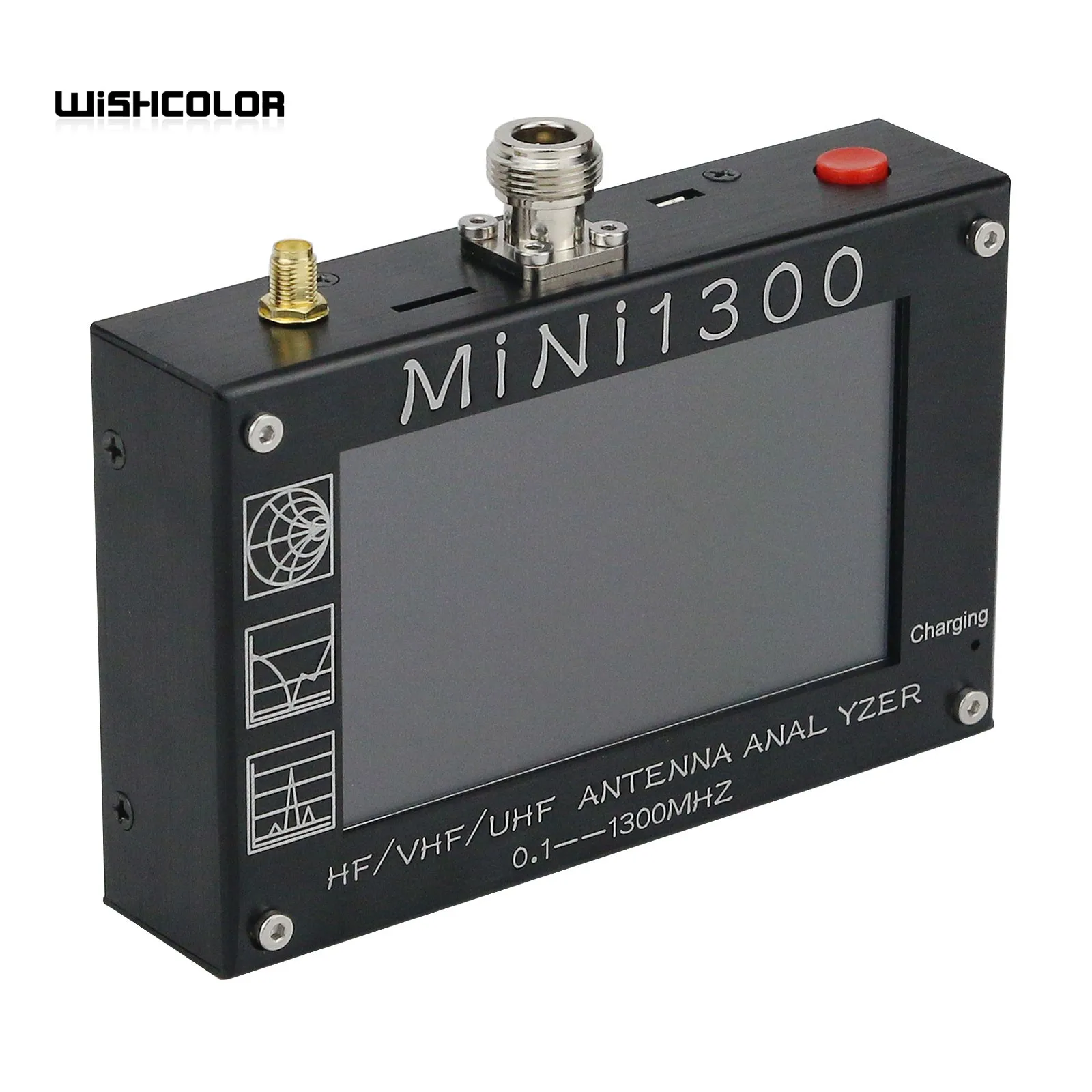 HamGeek Mini1300 0.1-1300MHz HF/VHF/UHF Antenna Analyzer with 4.3" Touch Screen Aluminum Alloy Shell