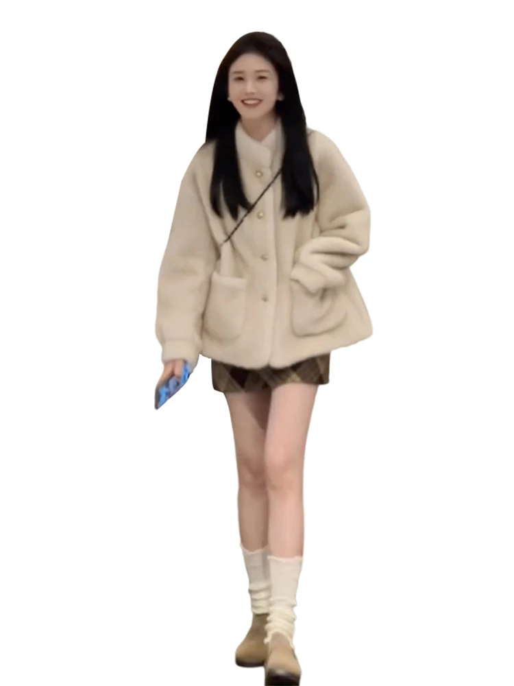 Coreano sle feminino plu jaet solto thi quente outono inverno nova sle flor ling marca suporte versão cardigan topo