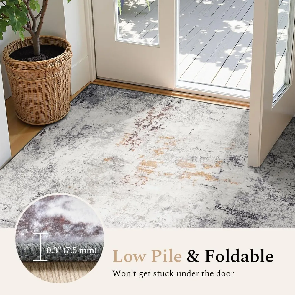 سجاد منطقة قابل للغسل مقاس 10 × 14، كومة منخفضة مقاومة للبقع، سجادة محايدة حديثة لغرف المعيشة وغرفة الطعام #5