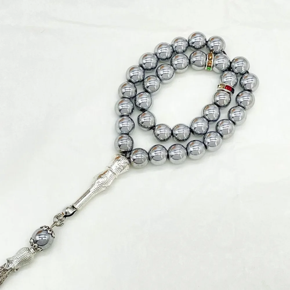 Meetvii Black Gold Silver Color Hematite Stone Tasbih Beads Turkish Islamic Prayer Beads Arabic Style Bracelets