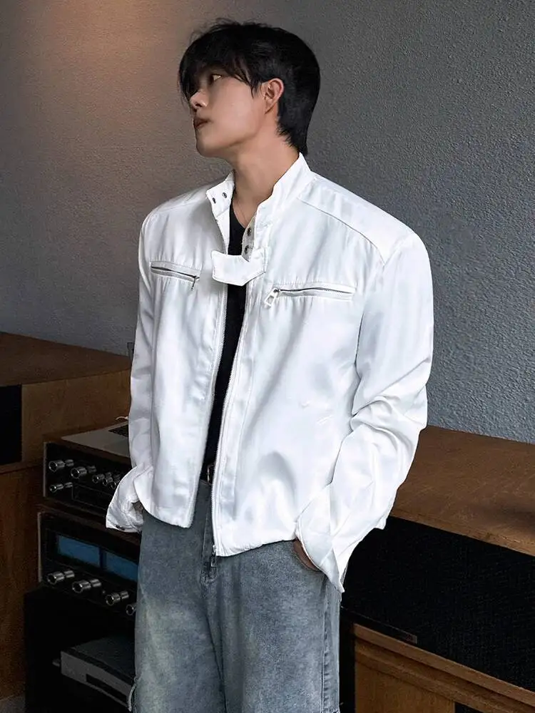 

SYUHGFA Niche Design Men's Short Jackets Stand Collar Solid Color New 2025 Autumn Loose Male Coat Fashion Korean Style Jacket