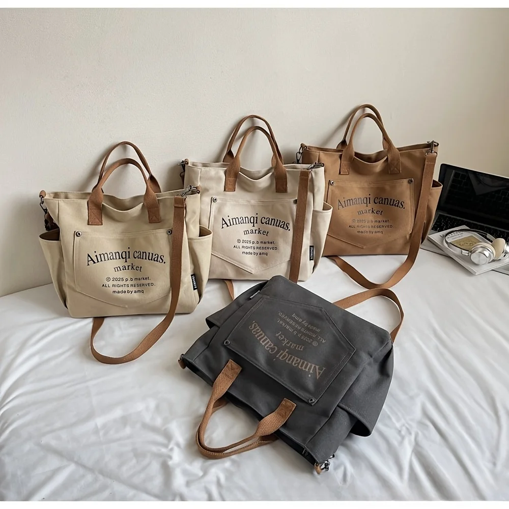 Umhängetasche für den täglichen Gebrauch, Tragetasche, Umhängetasche, Originaldesign, Tasche aus verstärktem Canvas, Nischenserie, lässiger Stil, Stofftasche. – Detail 1