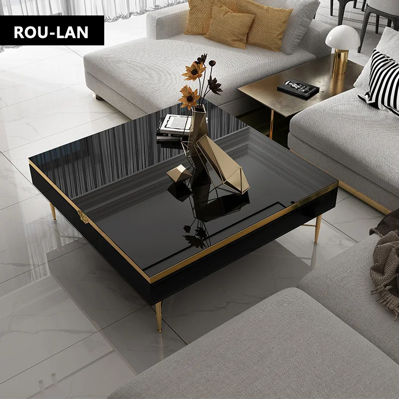 

Modern Morocco New Classical Postmodern Square Stainless Steel Coffee Table Tea Table for Living Room