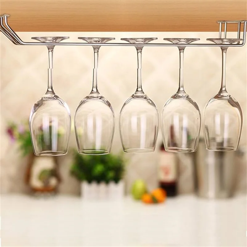 New Red Wine Glass Goblets Hanger Rack Upside Down Stemware Home Bar Pub Holder Stainless Steel Shelf Organizer Dish Rack