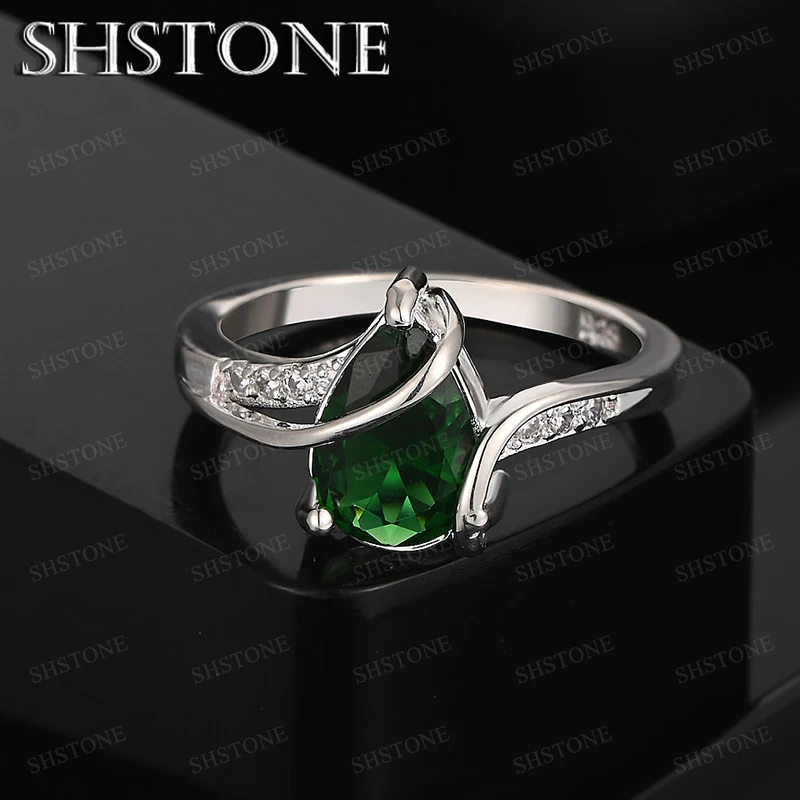 

Green Zircon 925 Sterling Silver Circular Ring High Quality Luxury Jewelry For Women Party Engagement Wedding Gift Accessories