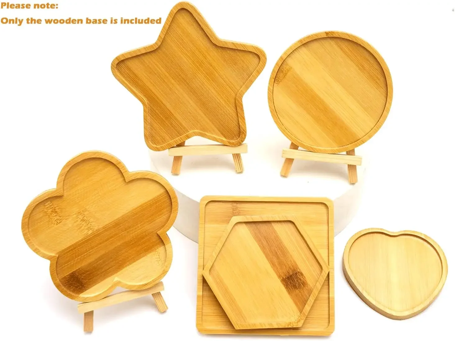 6pcs wooden mosaic base with assorted shapes for DIY craft projects including coasters and decorative tile art