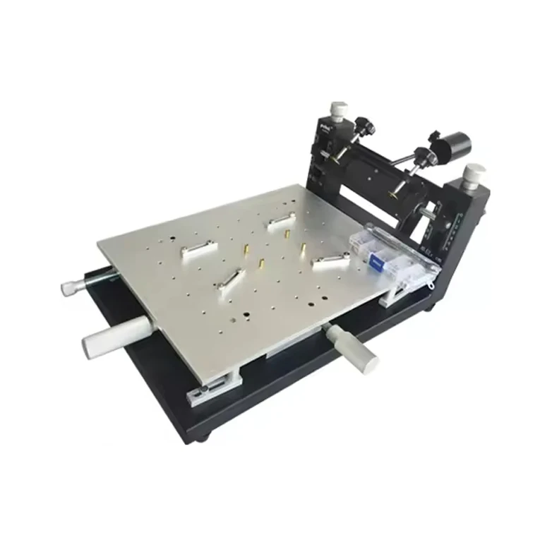 PUHUI طاولة طباعة الشاشة شبه الأوتوماتيكية معدات SMD طاولة الطباعة اليدوية PCB تحديد المواقع بدقة اللوحة المزدوجة