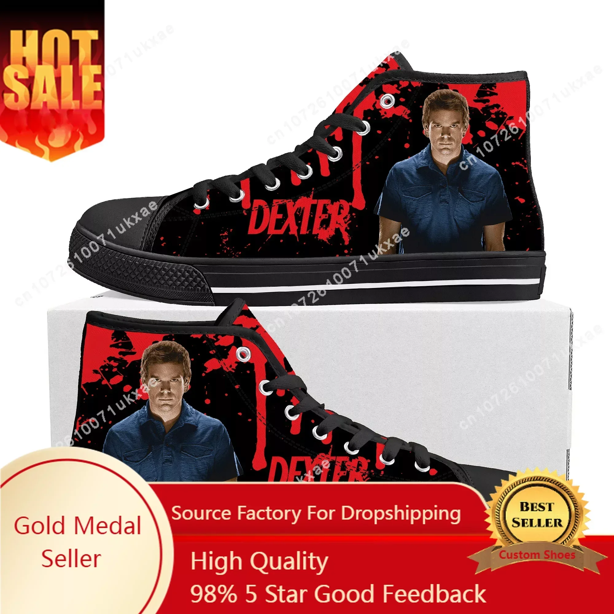 Dexter TV Show Morgan High Top High Quality Sneakers Mens Womens Teenager Canvas Sneaker Casual Custom Made Shoes Customize Shoe