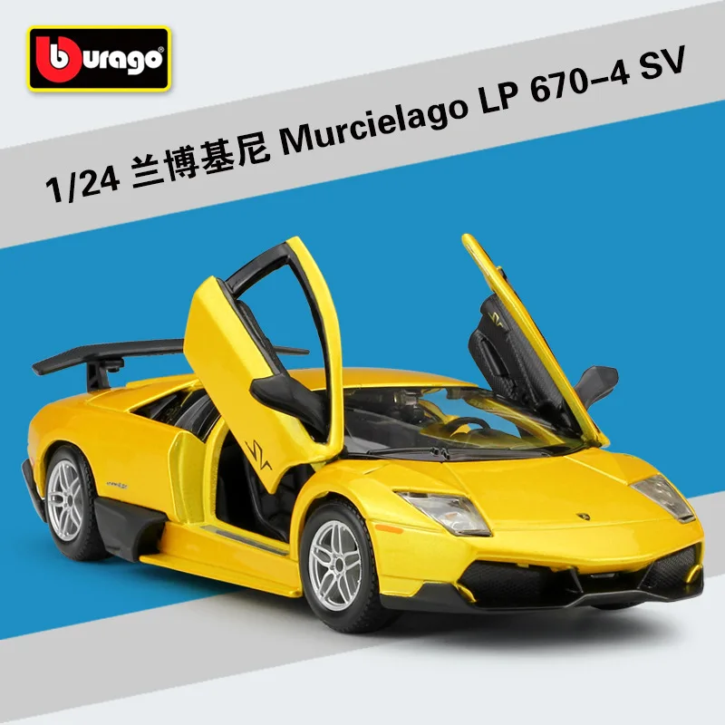 

Bburago 1:24 Lamborghin Murcielago LP670-4 SV Racing Car Yellow Green Static Simulation Diecast Alloy Model Car Adult B538