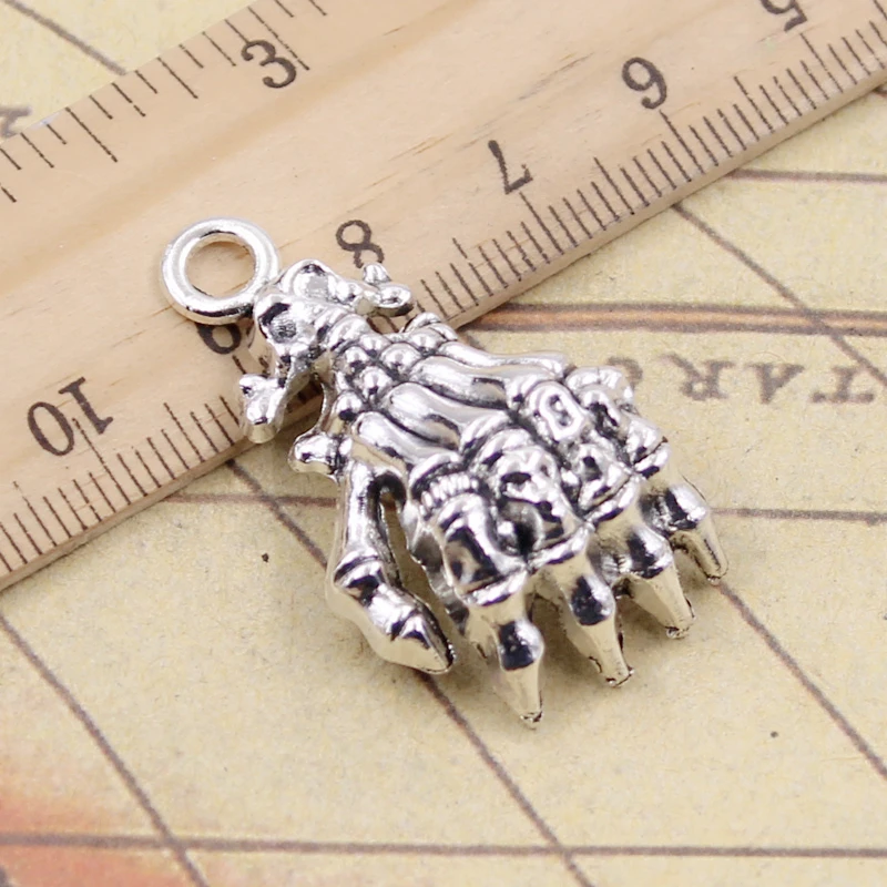 5pcs Charms Skeleton Claw Hand 38x21mm Tibetan Silver Color Pendants DIY Antique Finding Making Handmade Jewelry