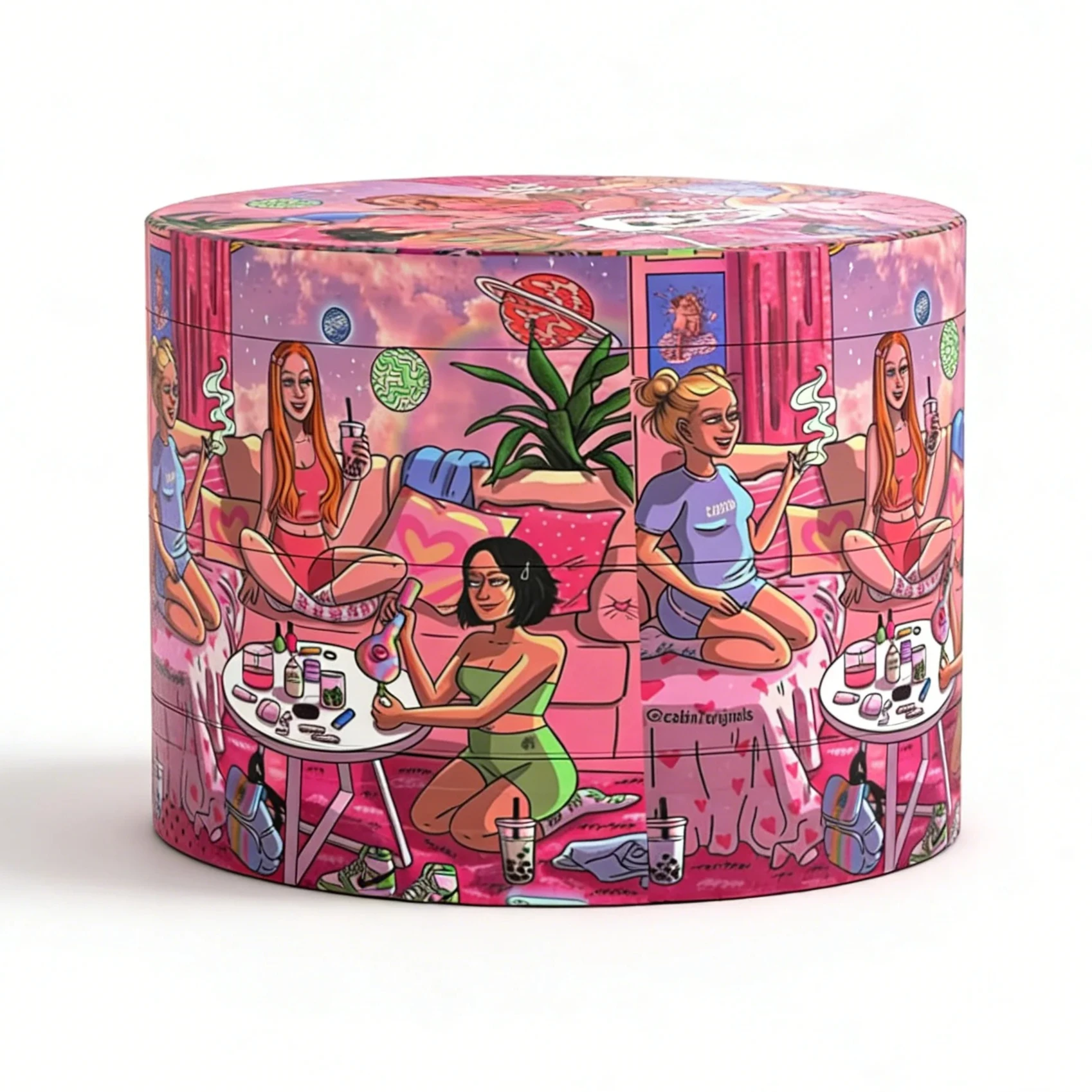 2inch/50mm Girls in Party Metal Herb Grinder 4 Layers Grinder Girly Gift