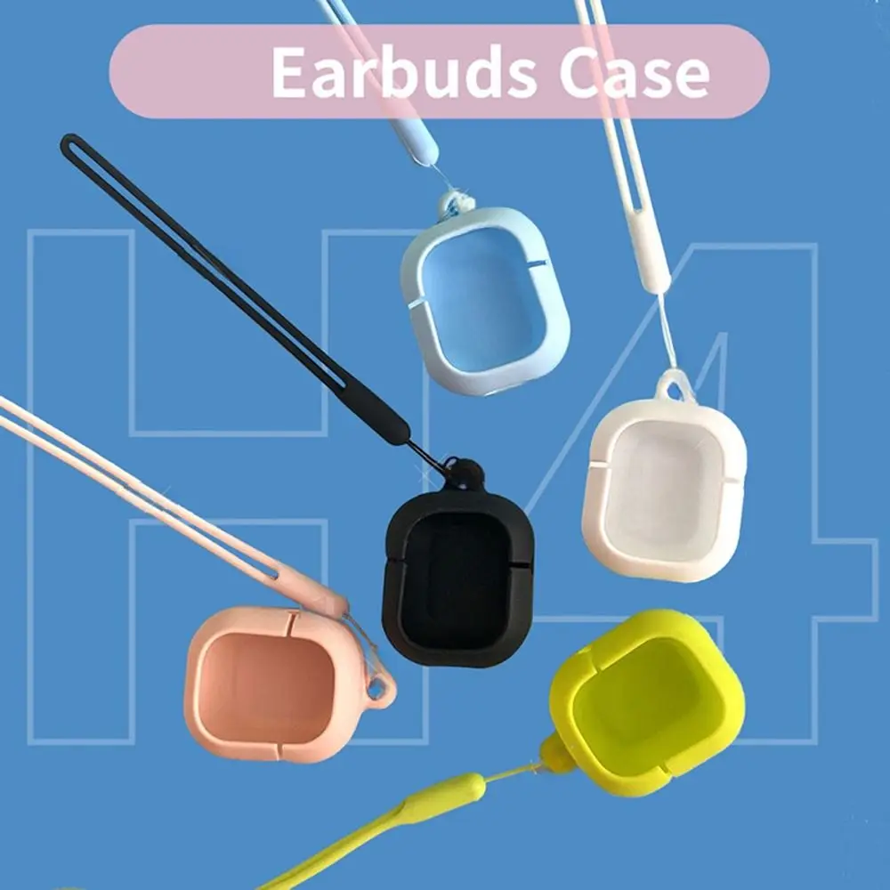 For HQAi H4 Silicon Case and Lanyard Protective Plain Cover and Rope Anti-Lost Cover Waterproof Earbuds Protective Case