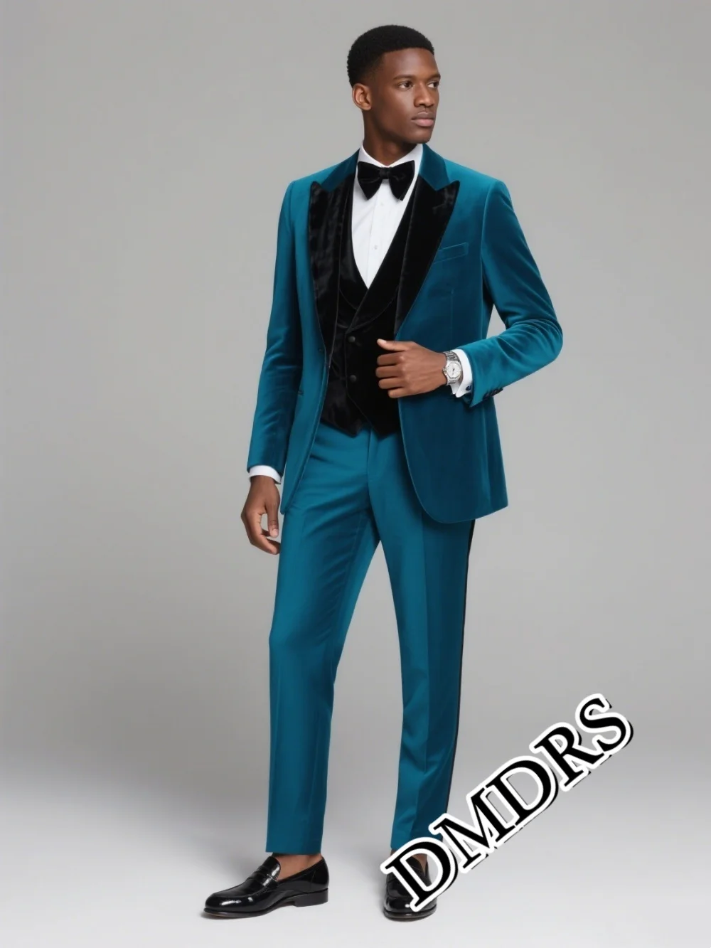 

DMDRS Fashionable Velvet Men's Suit Classic Men's Three-Piece Suit Formal Men's Office Clothing Suitable For Grooms Hosts' Suit