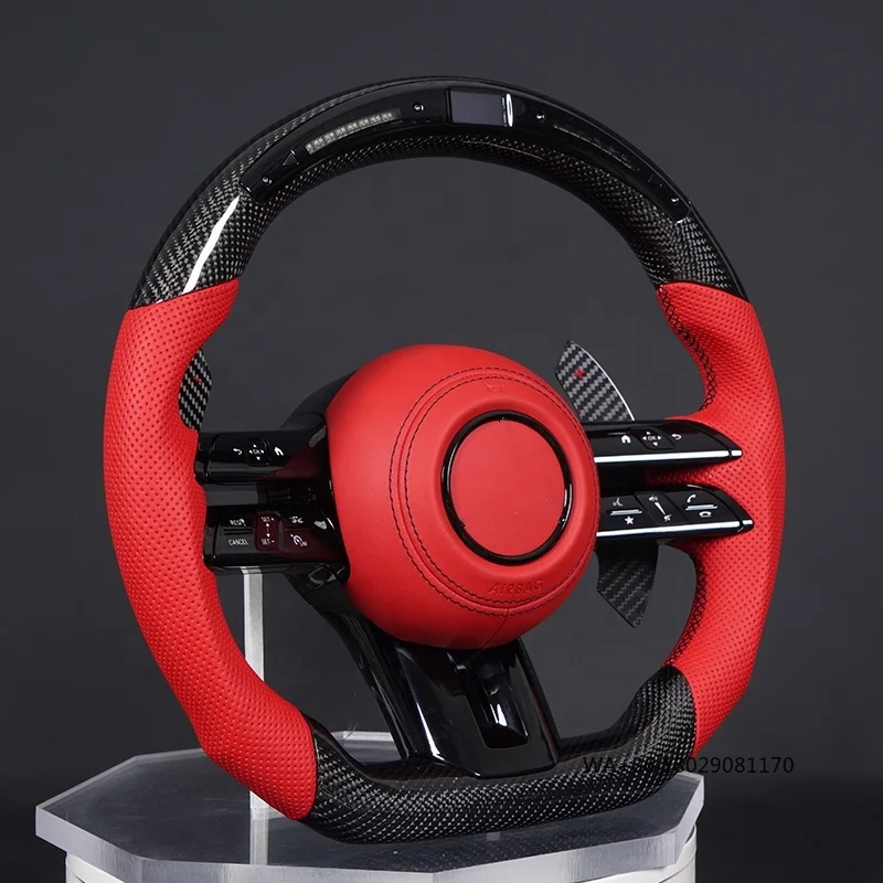 C217 W211 W212 W221 W222 S63 C63 GLA45 C43 SLC لـ - W204 W205 CLA GLA 45 عجلة قيادة من ألياف الكربون #5