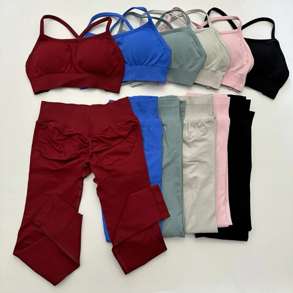 Dynamic Seamless Gym Set Women Yoga Clothing Sportswear Leggings and Sports Bra 2 Piece Sets Workout Outfit Activewear